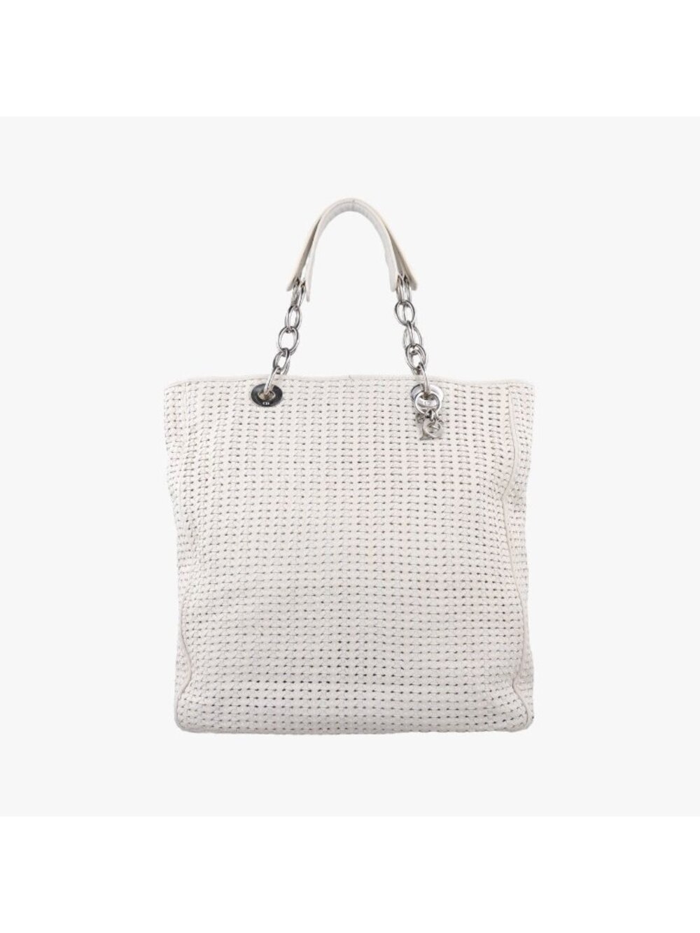 Dior Soft Lady Cannage Intrecciato Tote Bag White Lambskin